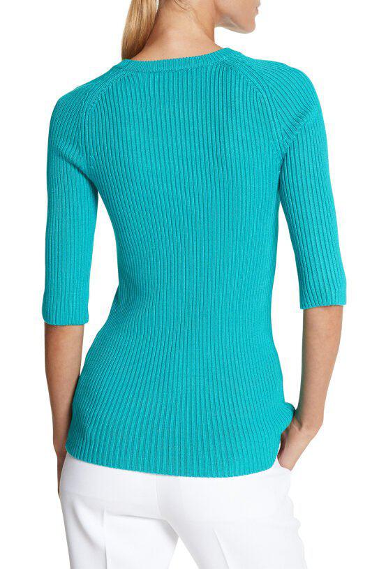 MICHAEL KORS COLLECTION-Elbow Sleeve Pullover - Aqua-