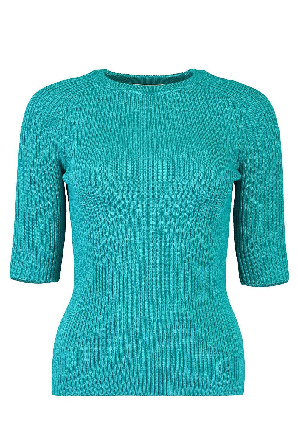 MICHAEL KORS COLLECTION-Elbow Sleeve Pullover - Aqua-