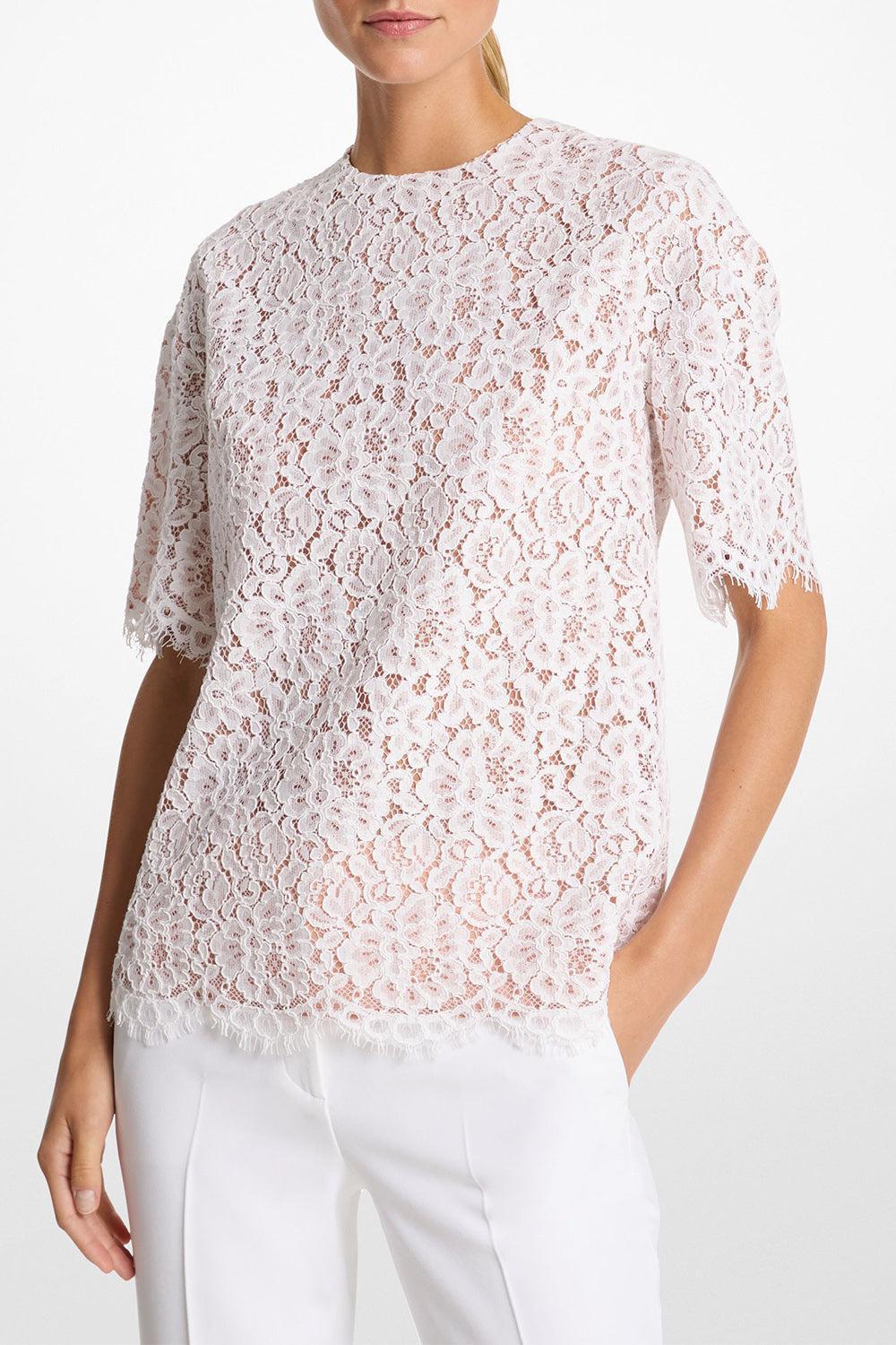 Floral Oversized Crewneck Tee-OPTIC WH-S-CLOTHINGTOPT-SHIRT-MICHAEL KORS COLLECTION