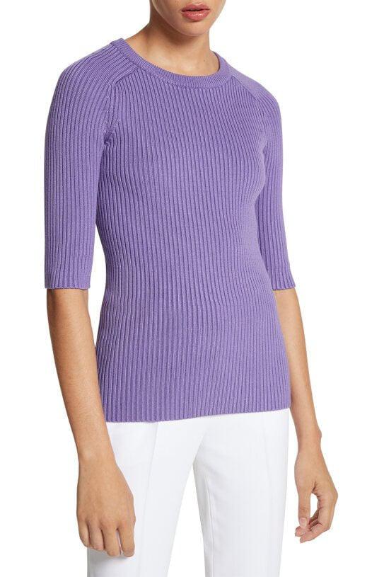 MICHAEL KORS COLLECTION-Elbow Sleeve Pullover - Violet-