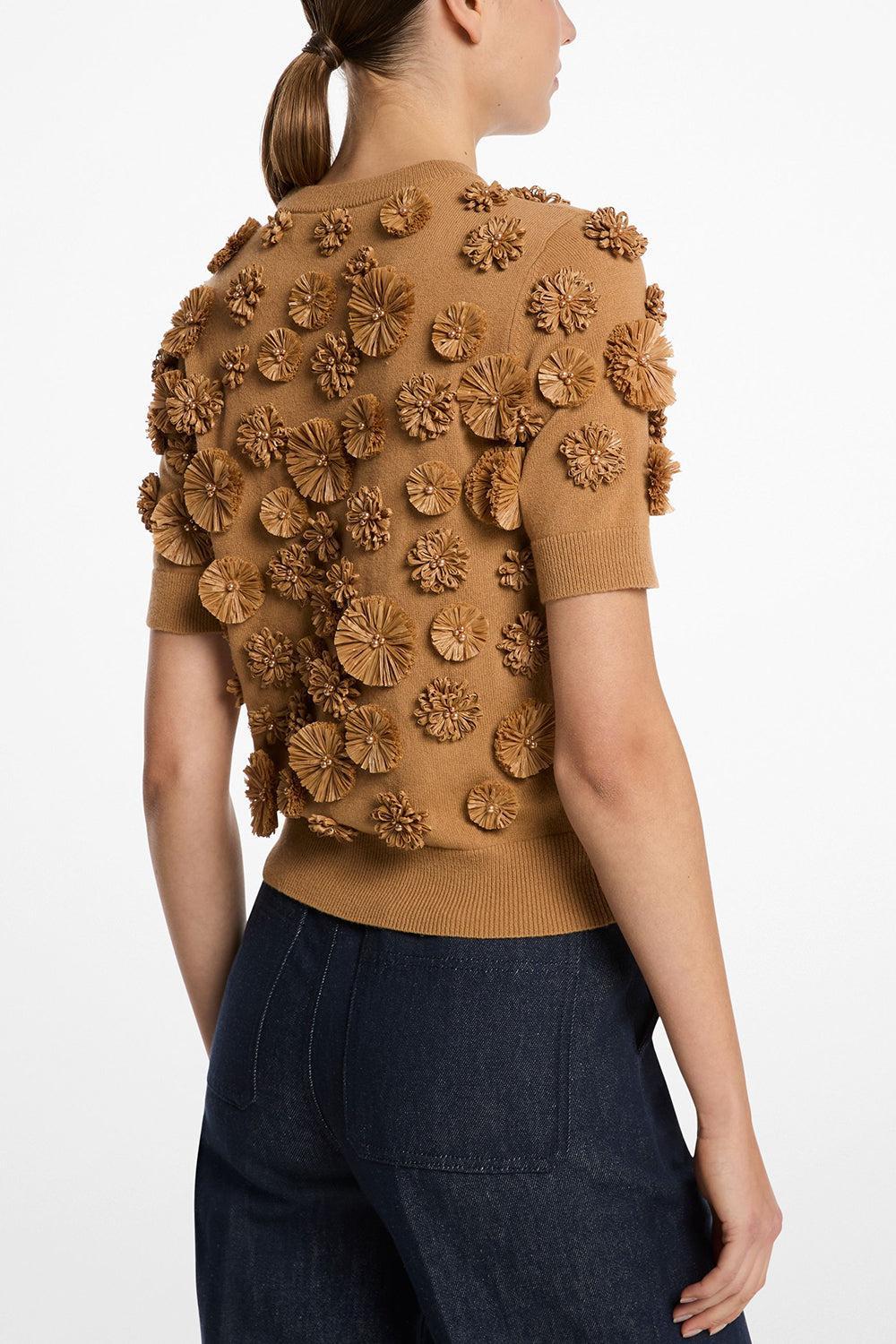 Embroidered Floral Shell Top - Peanut-PEANUT-S-CLOTHINGTOPTANK-MICHAEL KORS COLLECTION