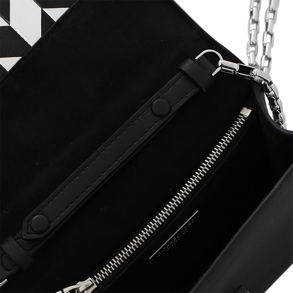 MICHAEL KORS-Yasmeen Arrow Chevron Bag-BLK/WHT