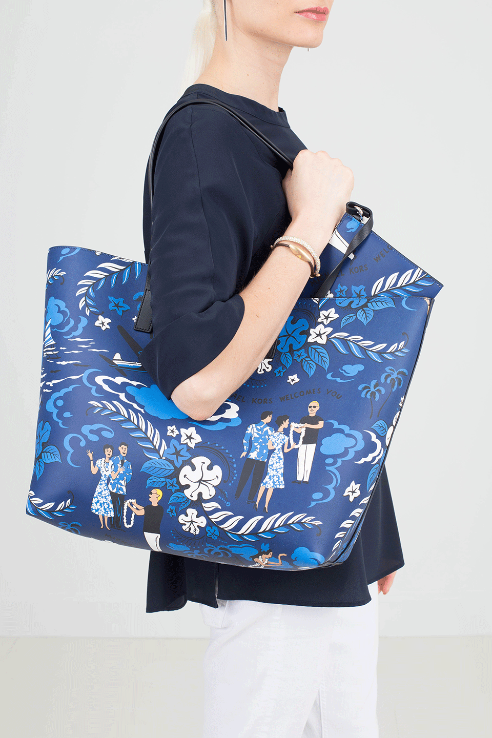 MICHAEL KORS-Welcome Print Tote-SAPPHIRE