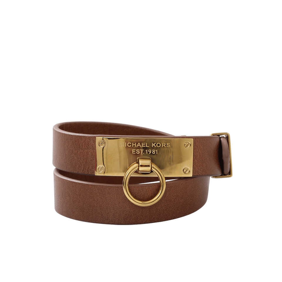 MICHAEL KORS JEWELRY-Double Wrap Leather Bracelet-LUGGAGE