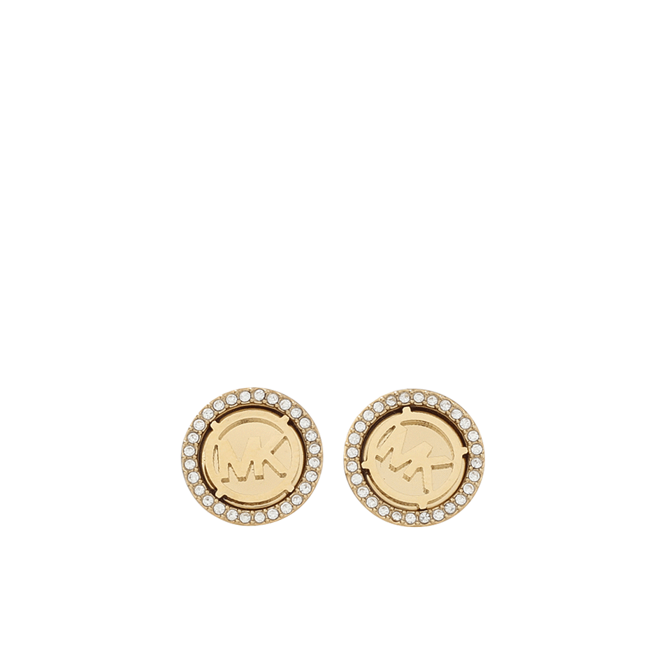 MICHAEL KORS JEWELRY-Logo Gold-Tone Stud Earrings-GOLD