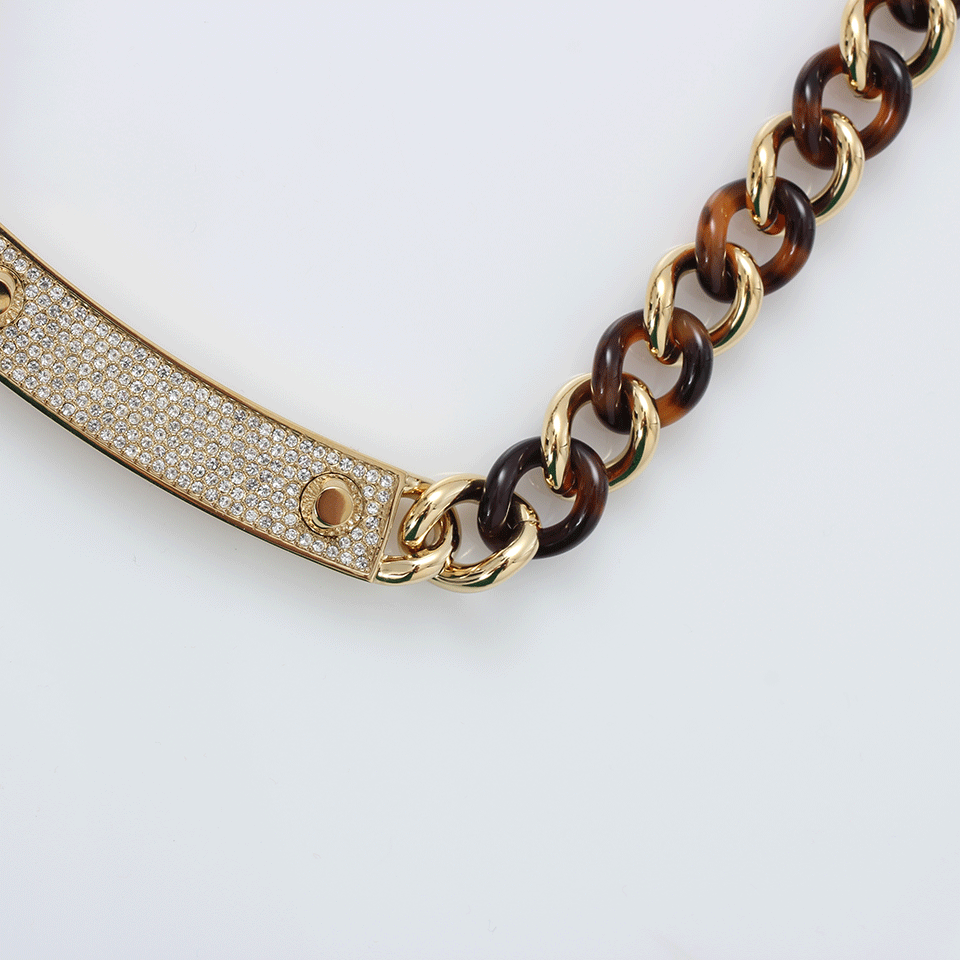 MICHAEL KORS JEWELRY-Curb Chain Plaque Necklace-TORT/GLD