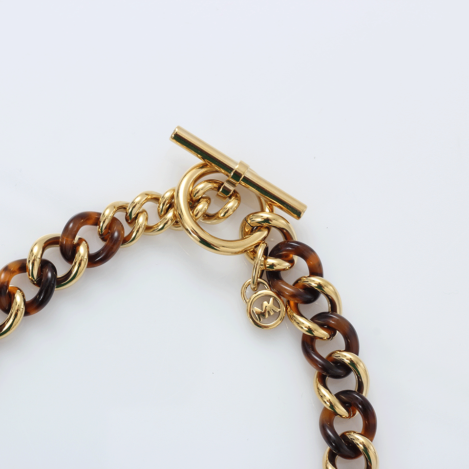 MICHAEL KORS JEWELRY-Curb Chain Plaque Necklace-TORT/GLD