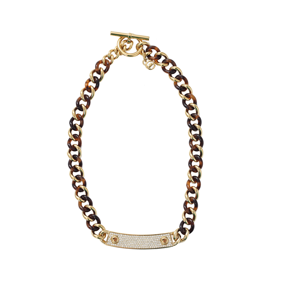 MICHAEL KORS JEWELRY-Curb Chain Plaque Necklace-TORT/GLD