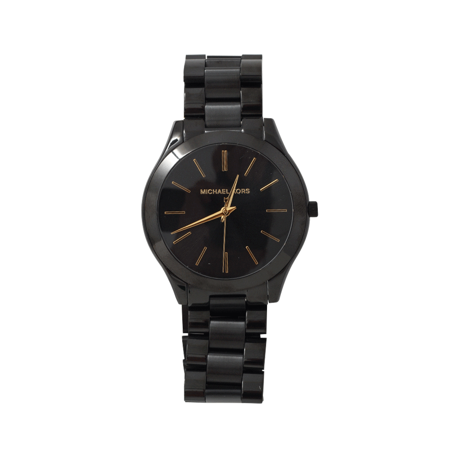 MICHAEL KORS WATCH-Slim Runway Black Watch-BLACK