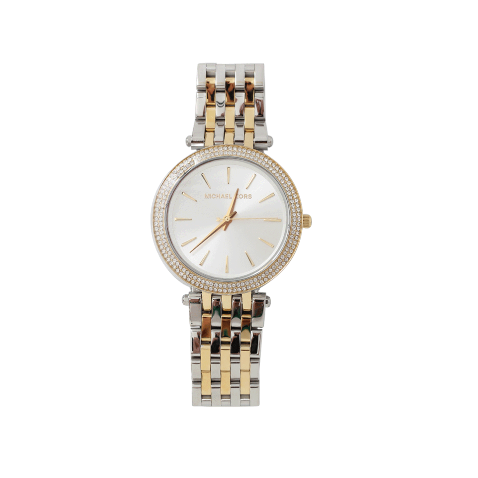 MICHAEL KORS WATCH-Darci Pave Two-Tone Watch-GLD/SLVR