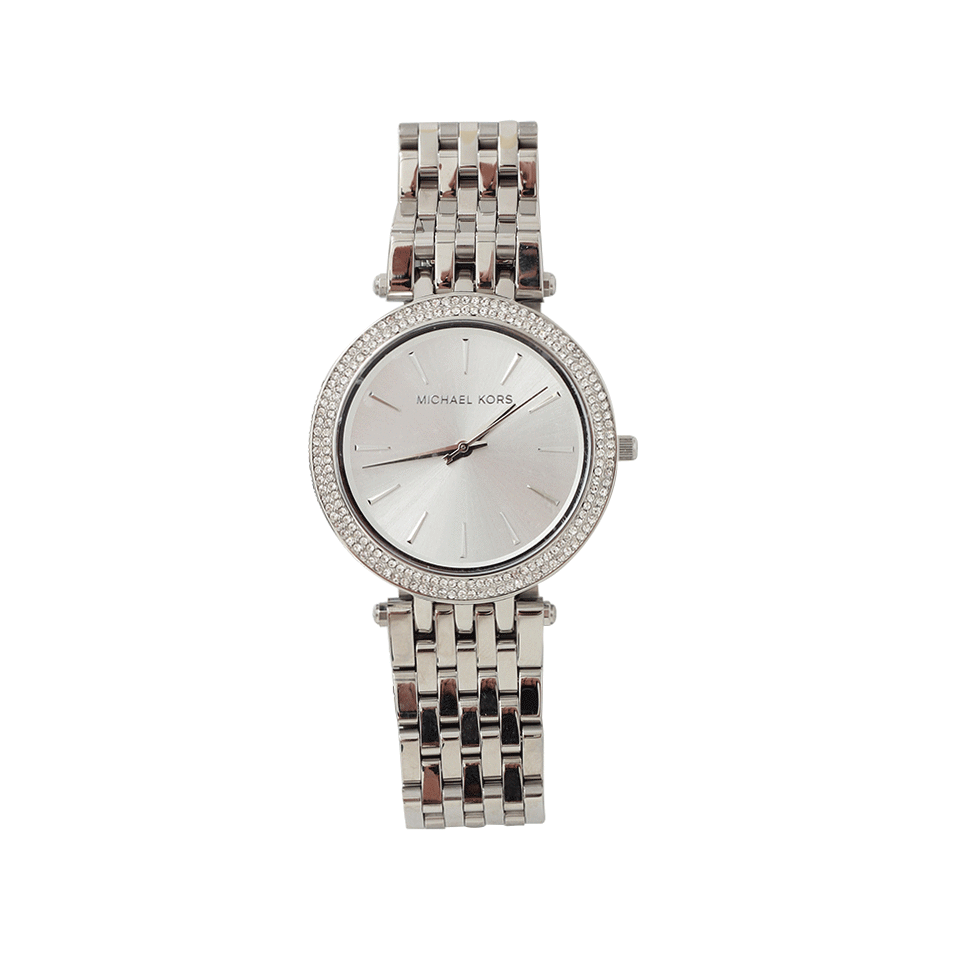 MICHAEL KORS WATCH-Darci Pave Silver-Tone Watch-SILVER