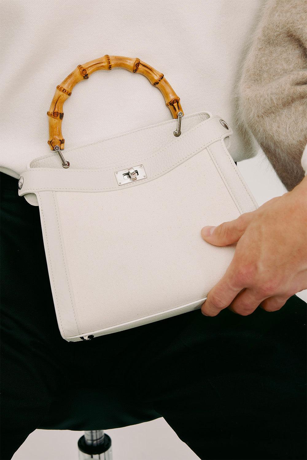 Lutece Bamboo Mini Bag - Cream-CREAM-HANDBAGTOP HANDLE-MICHINO