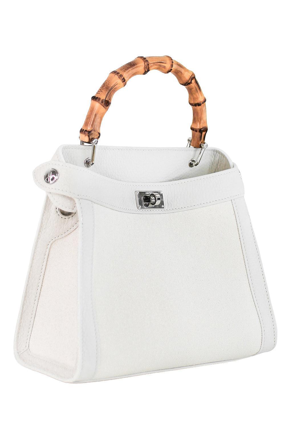 Lutece Bamboo Mini Bag - Cream-CREAM-HANDBAGTOP HANDLE-MICHINO
