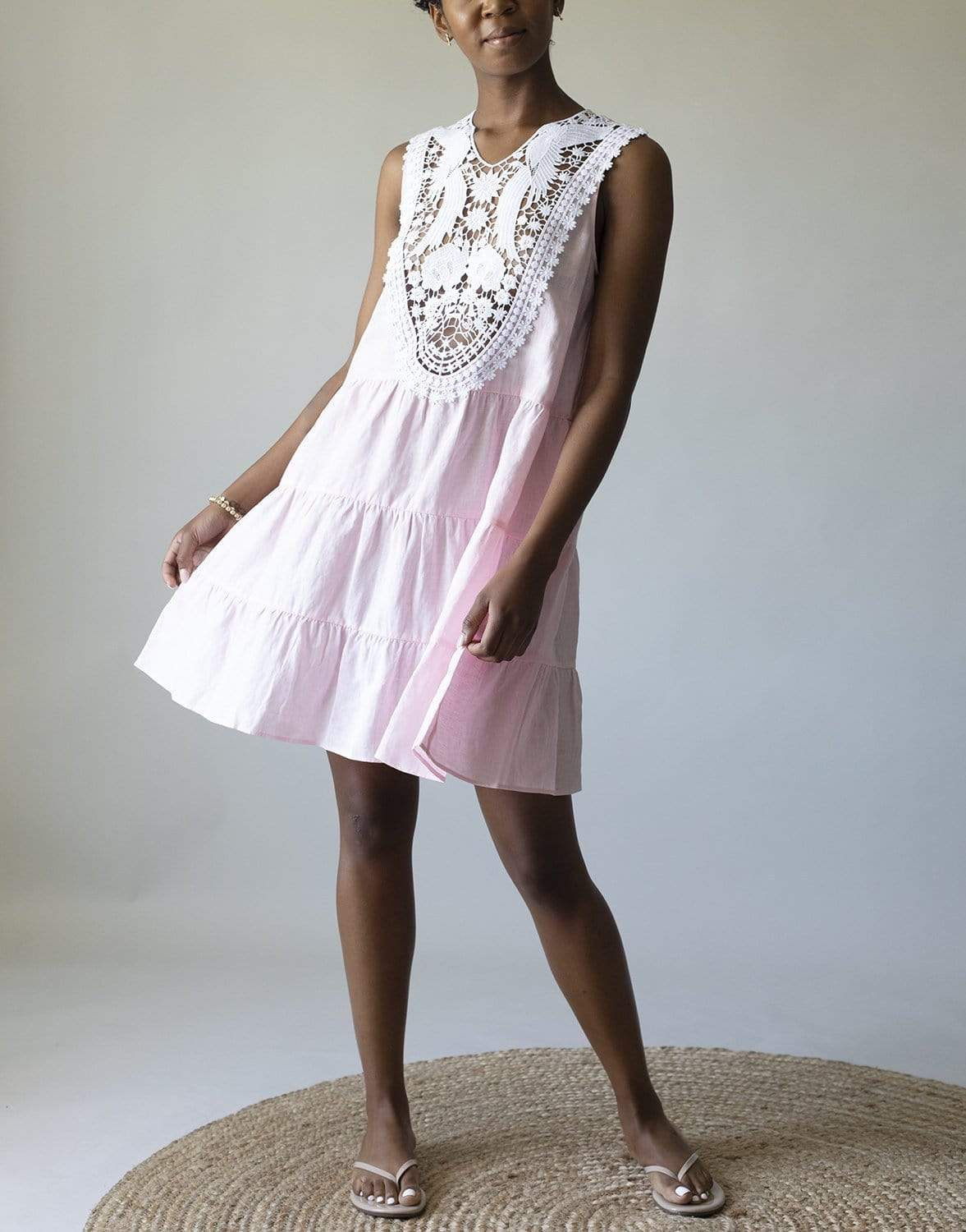 MIGUELINA-Luce Crocheted Linen Dress-