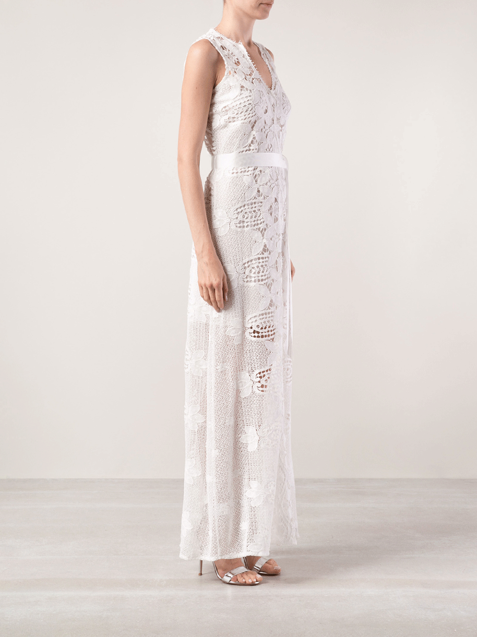MIGUELINA-Eve Belted Long Lace Dress-
