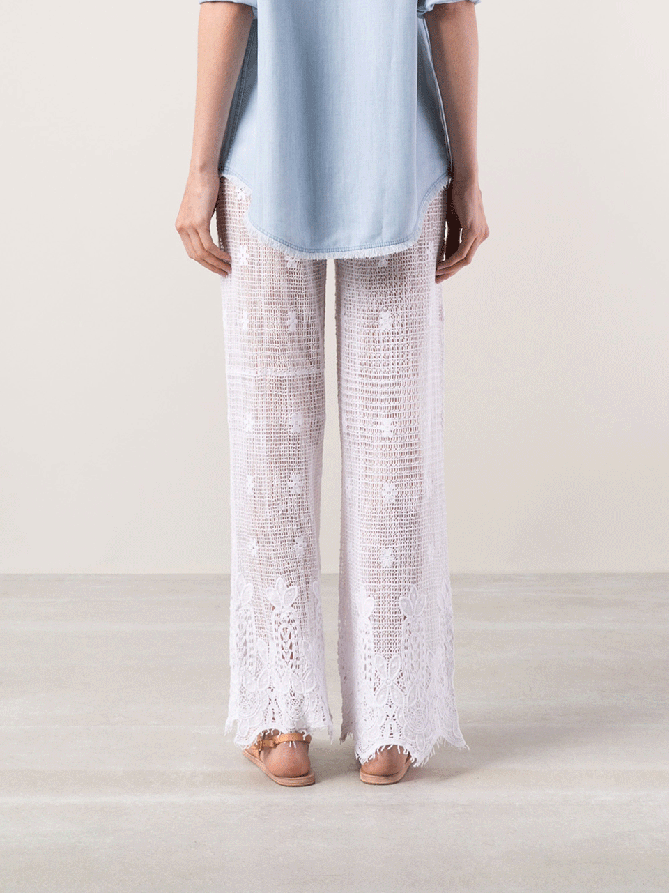 MIGUELINA-Cotton Crochet Pants-