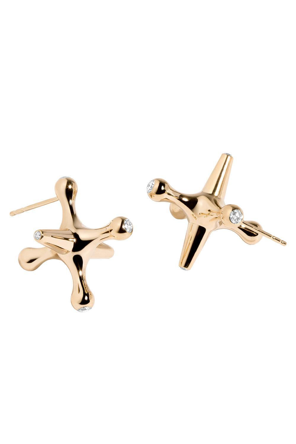 Diamond Reminisce Jacks Earrings-YELLOW GOLD-JEWELRYFINE JEWELEARRING-MINED AND FOUND