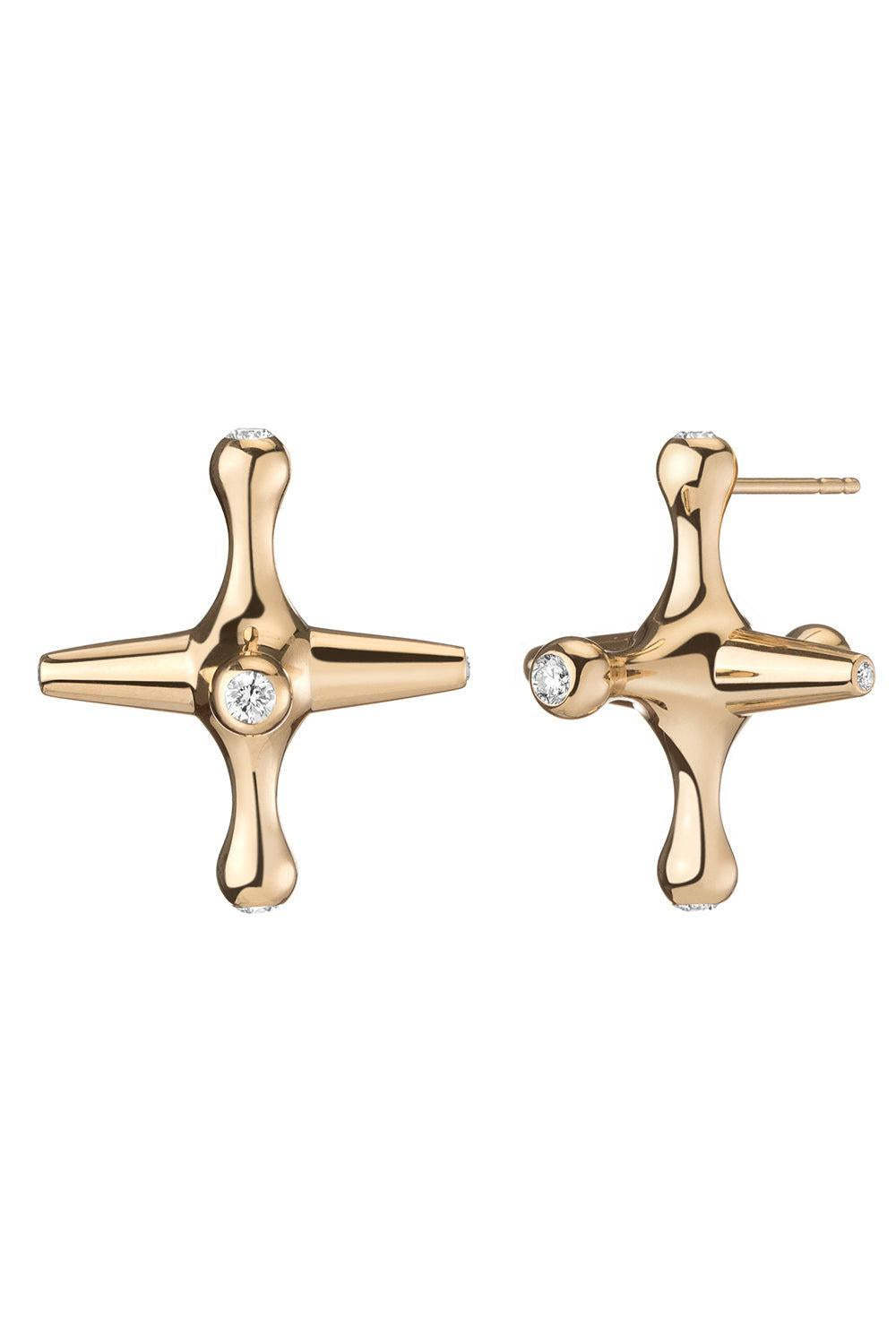 Diamond Reminisce Jacks Earrings-YELLOW GOLD-JEWELRYFINE JEWELEARRING-MINED AND FOUND