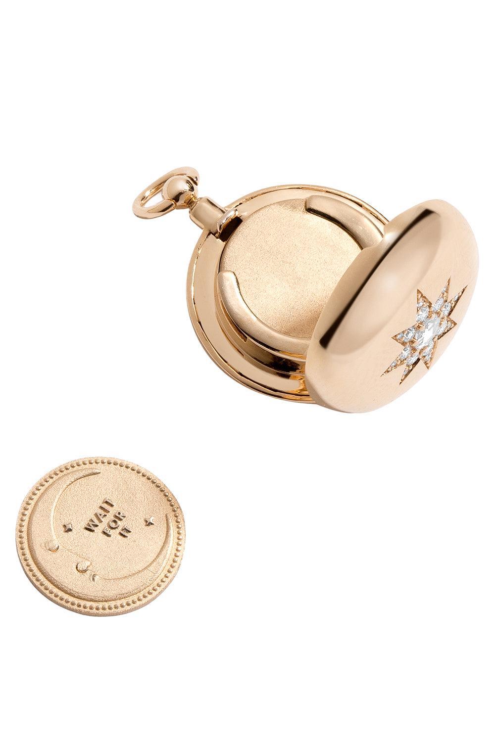 Diamond Direction Decision Coin Locket-YELLOW GOLD-JEWELRYFINE JEWELPENDANT-MINED AND FOUND