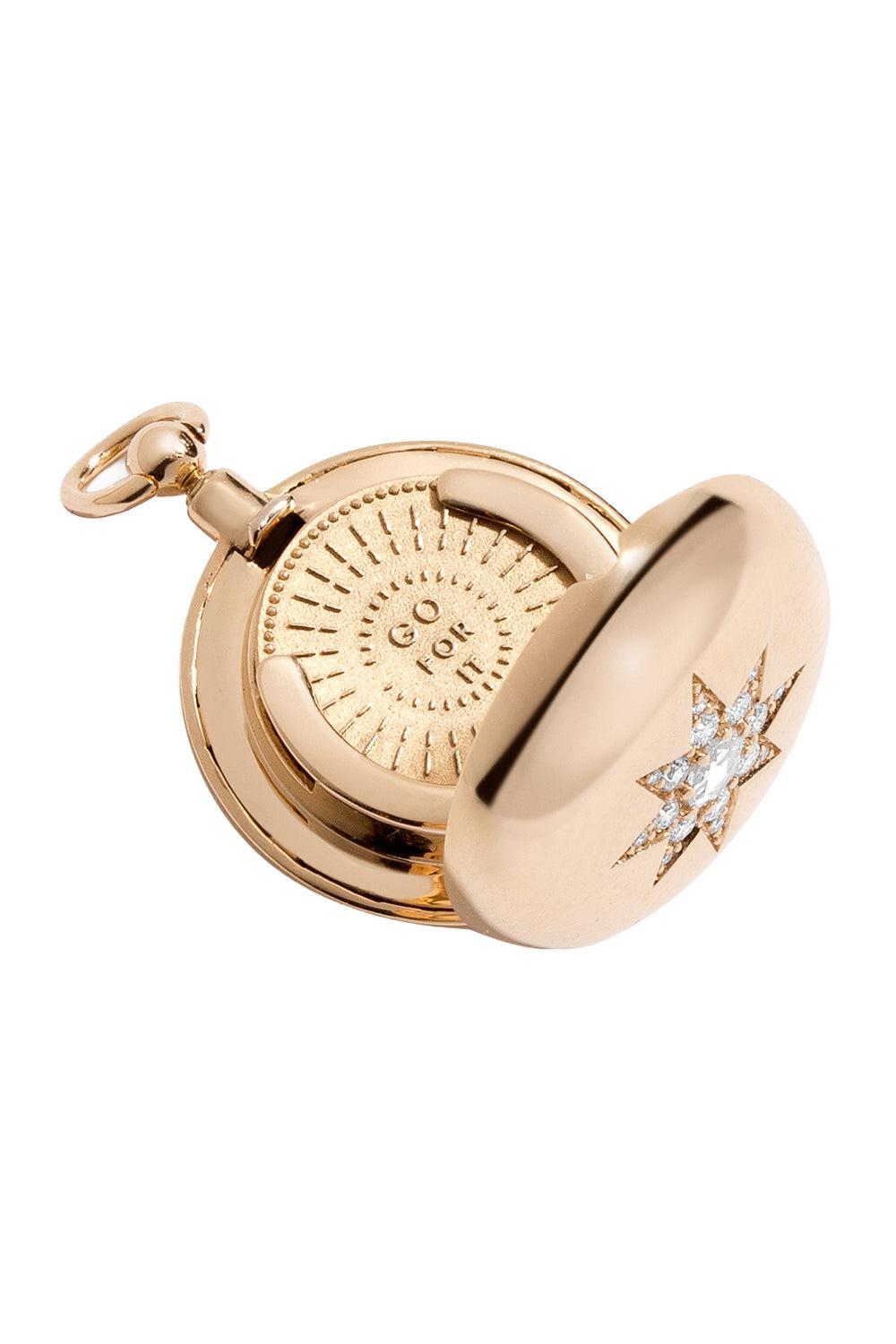 Diamond Direction Decision Coin Locket-YELLOW GOLD-JEWELRYFINE JEWELPENDANT-MINED AND FOUND