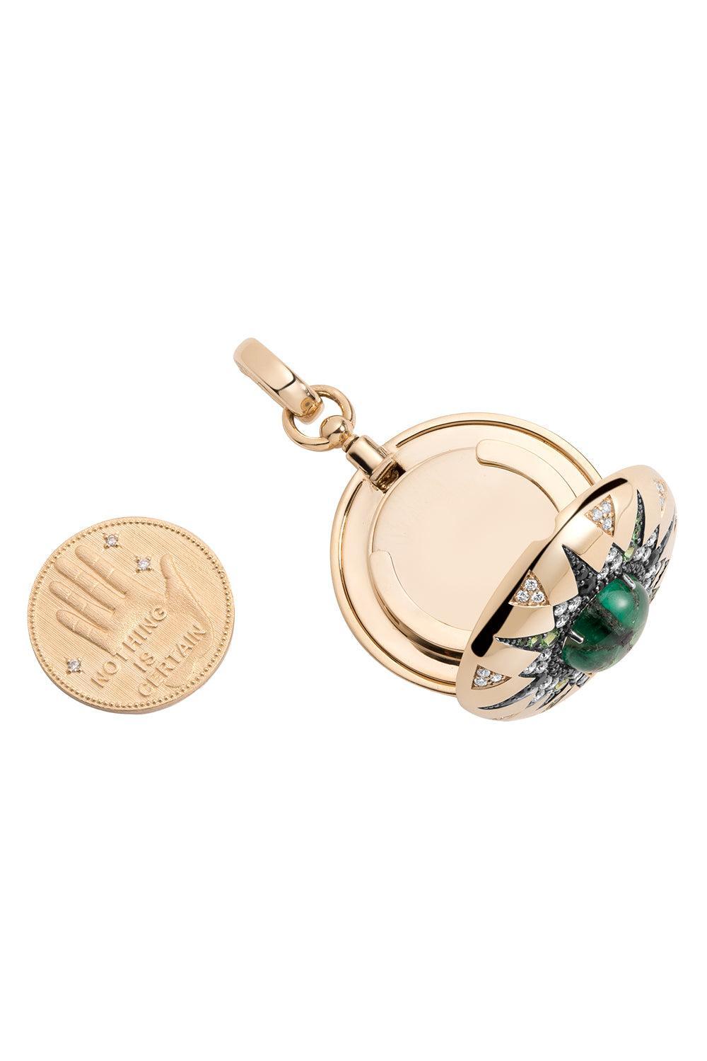 Emerald Diamond Major Decision Locket Pendant-YELLOW GOLD-JEWELRYFINE JEWELPENDANT-MINED AND FOUND