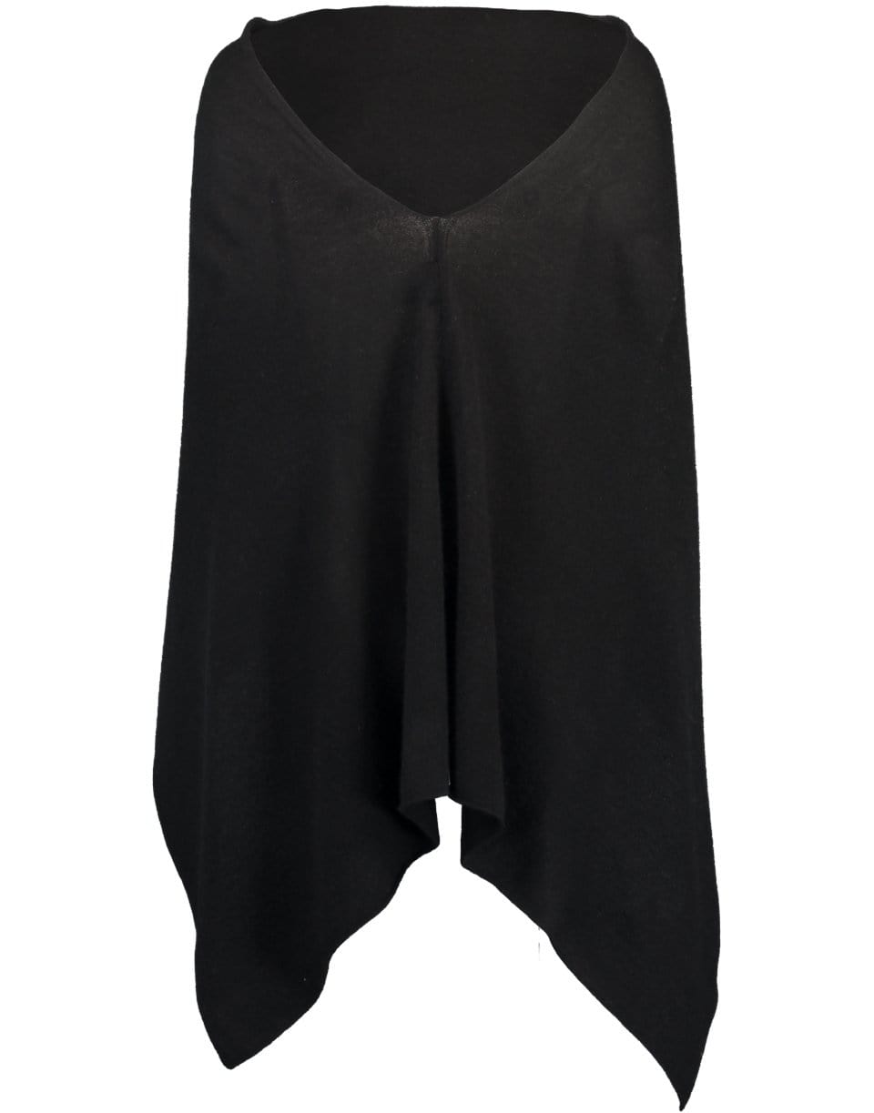 MINNIE ROSE-Black Ruana Cashmere Poncho-BLACK