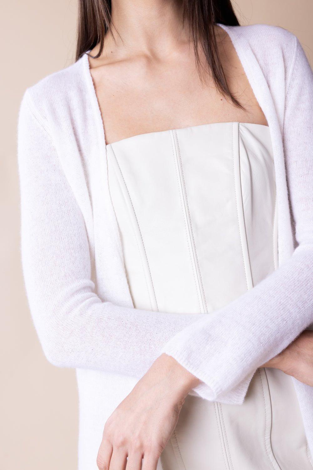 MINNIE ROSE-Classic Cardigan - White-