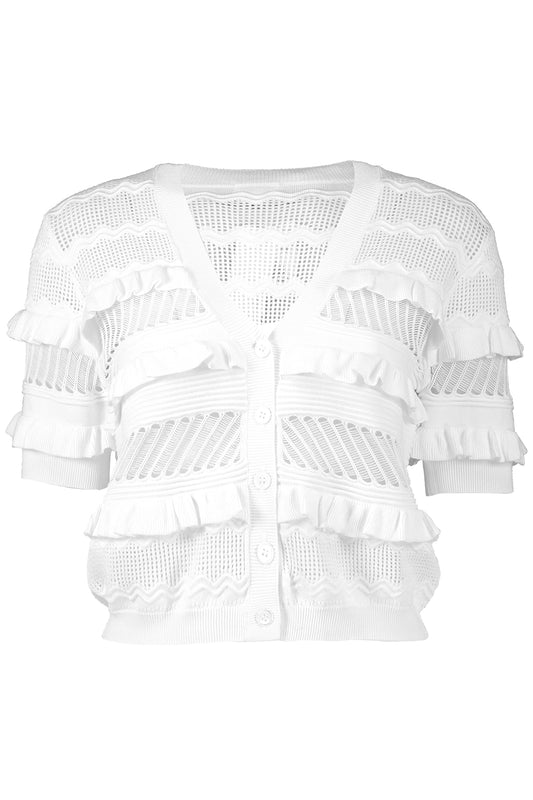 Short Sleeve Ruffle Cardigan