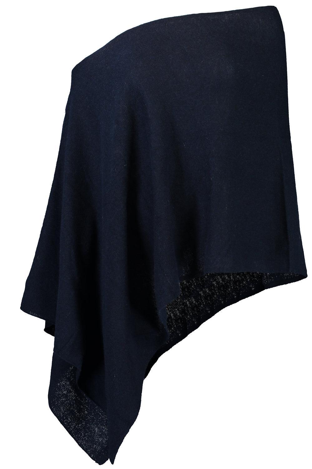Ruana Cashmere Poncho Cape - Navy-NAVY-O/S-CLOTHINGTOPPONCHO-MINNIE ROSE