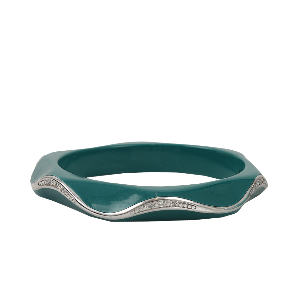 MIRIAM SALAT-Wavy Jade Bangle with Cubic Zirconia-SILVER