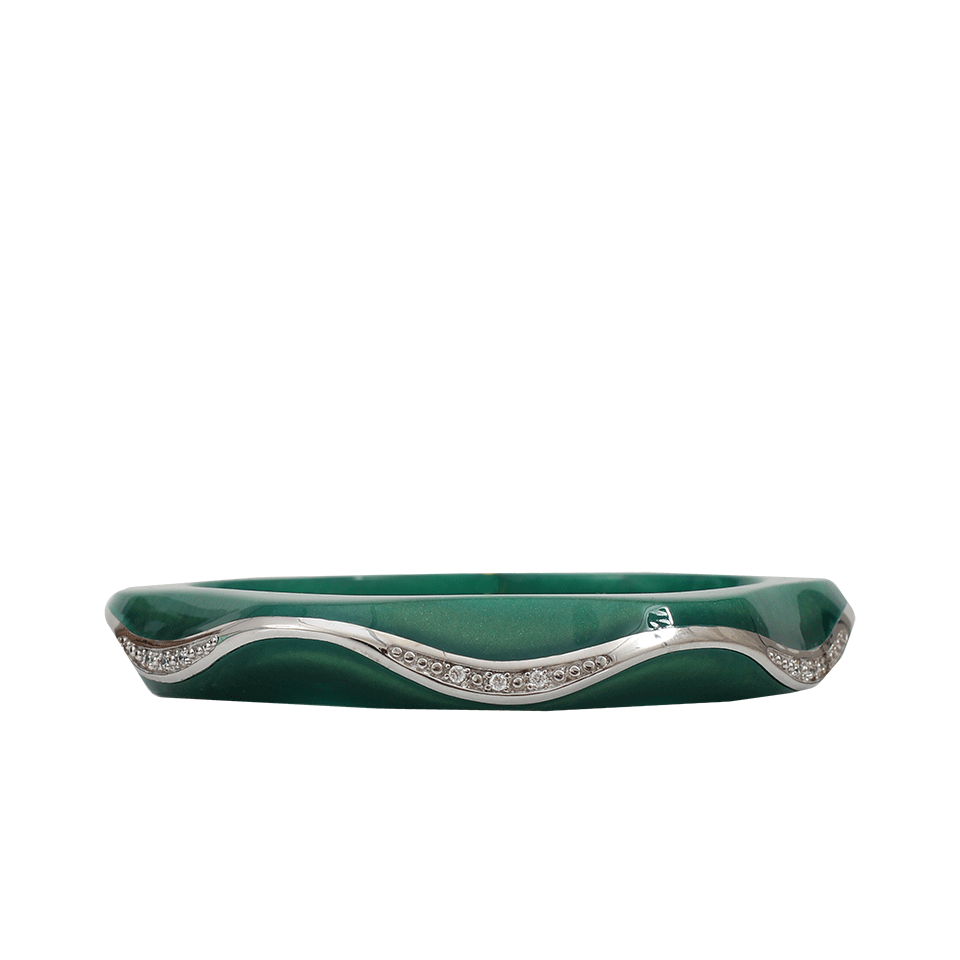 MIRIAM SALAT-Silver Cubic Zirconia Wavy Cuff-PISTACH