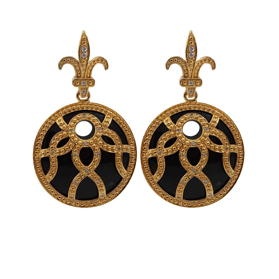 MIRIAM SALAT-Fleur de lis Resin Earrings-BLACK