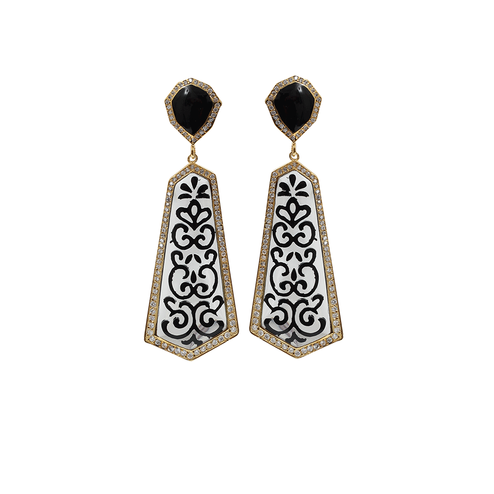 MIRIAM SALAT-Long Filagree Earrings-BLACK
