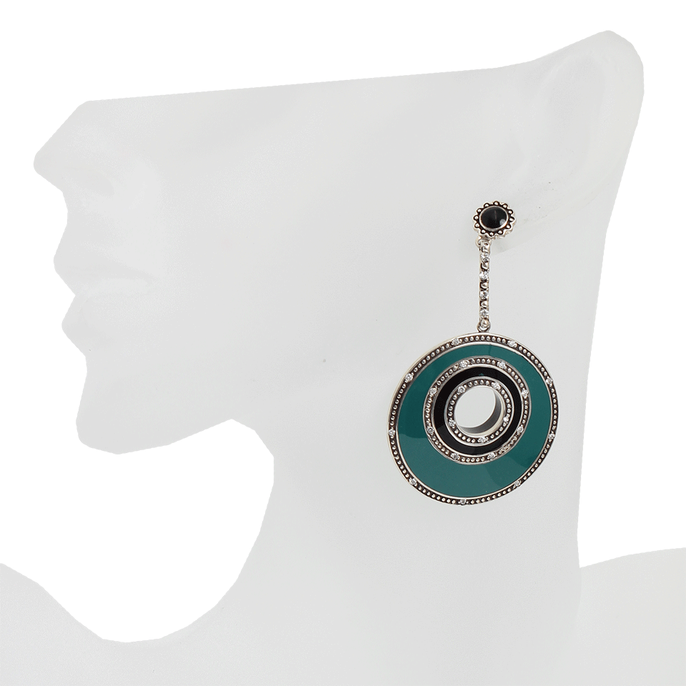 MIRIAM SALAT-Jade Black Resin Circle Earrings-SILVER