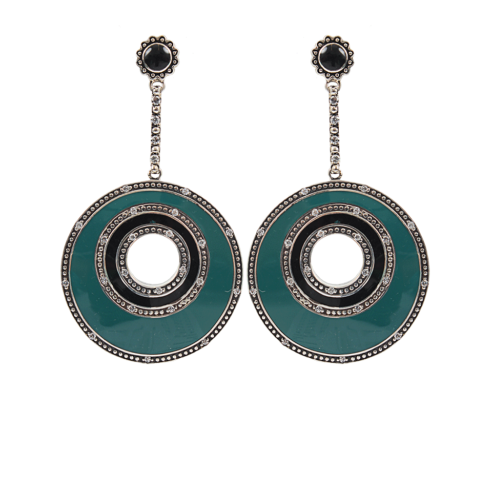 MIRIAM SALAT-Jade Black Resin Circle Earrings-SILVER