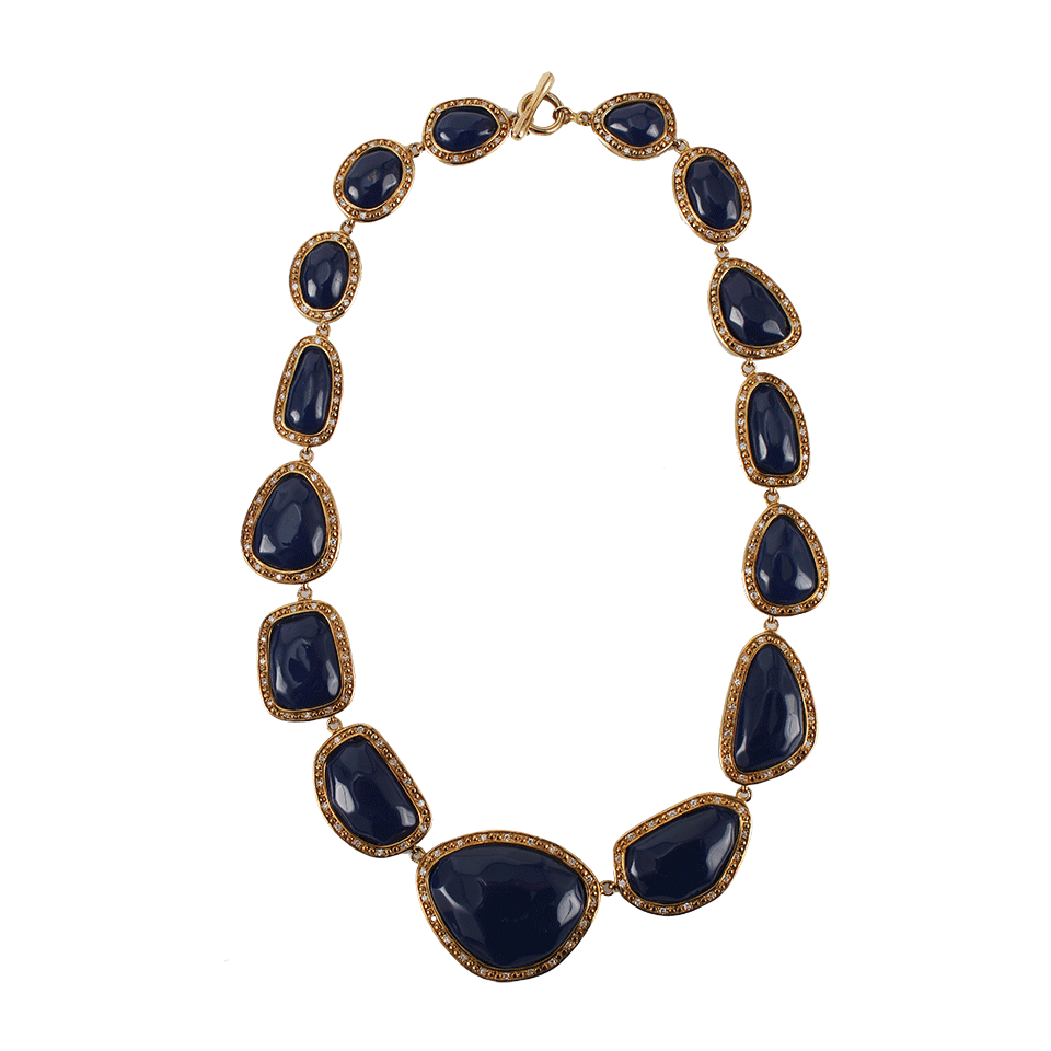 MIRIAM SALAT-Navy Resin Nugget Necklace-GOLD