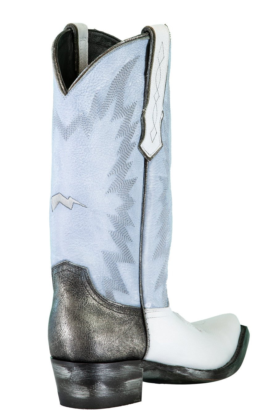 MIRONOVA-Cow Hide Leather Boot - Blue-BLUE/WHT
