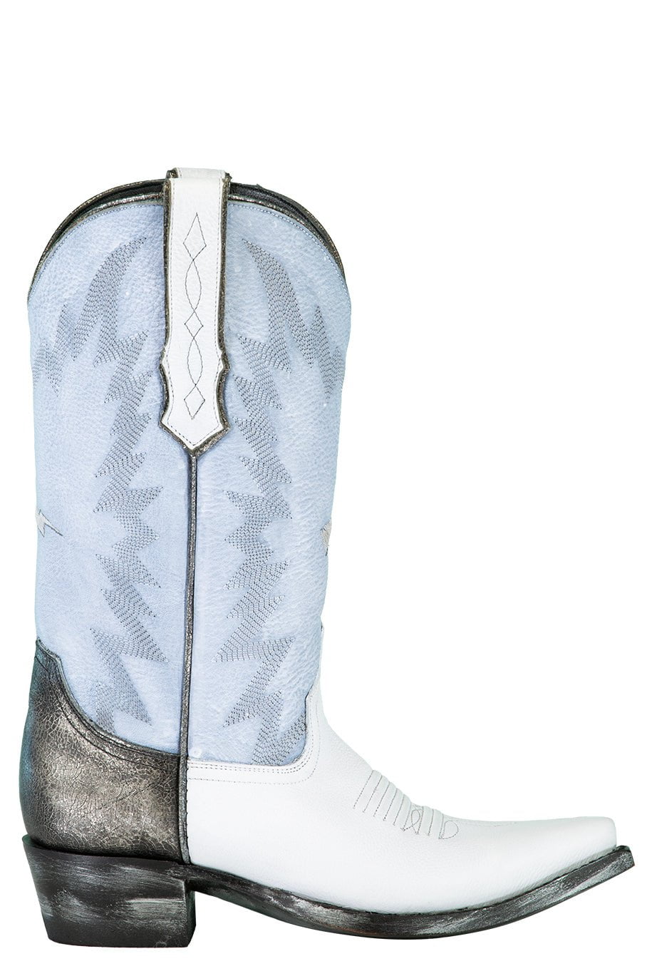 MIRONOVA-Cow Hide Leather Boot - Blue-BLUE/WHT