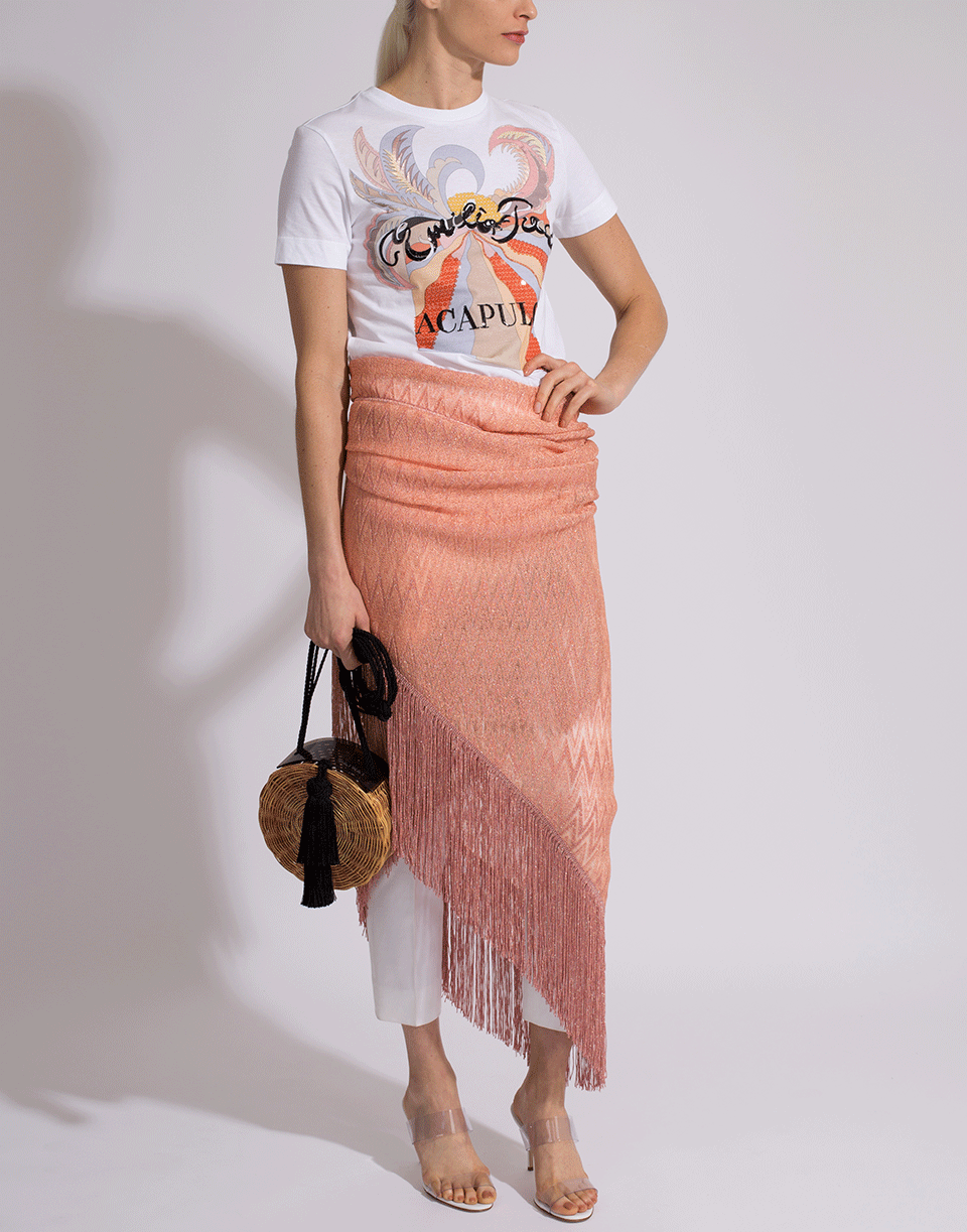 MISSONI-Zig Zag Lamé Fringe Scarf-PINK
