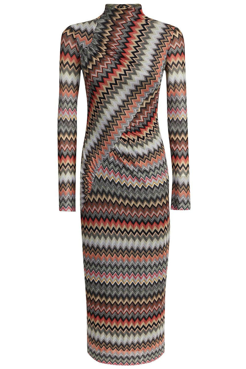 knee length dresses for ladies Mock Neck Midi Dress