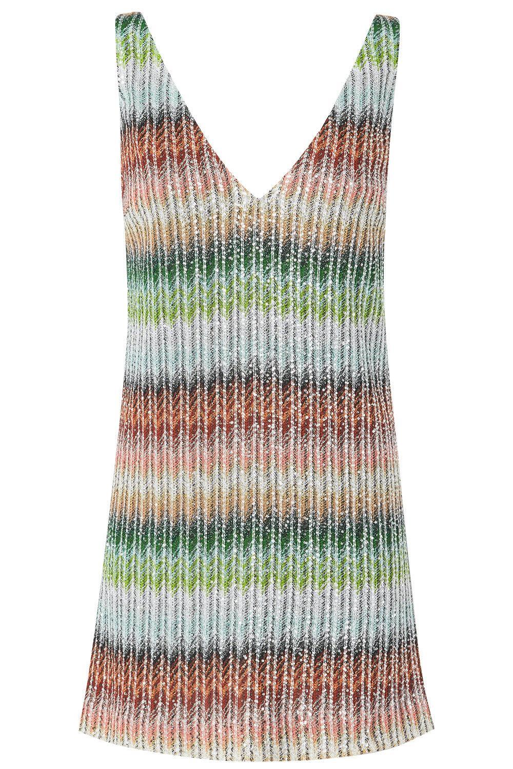 Sleeveless V-Neck Dress-GRNRDSKY-38-CLOTHINGDRESSCASUAL-MISSONI