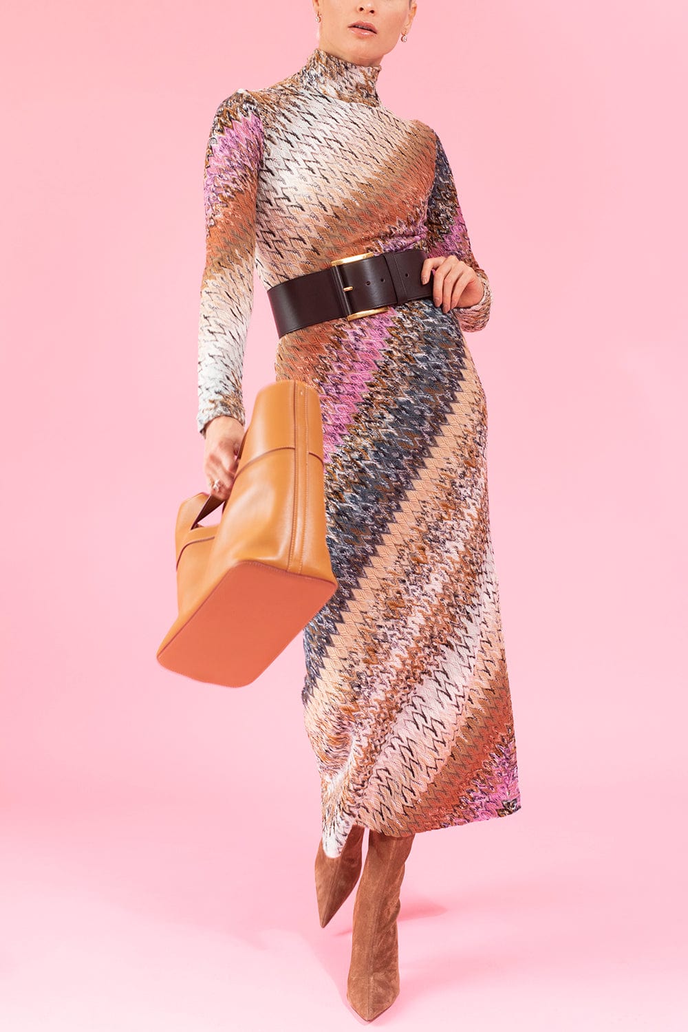 MISSONI-Long Sleeve Midi Dress-