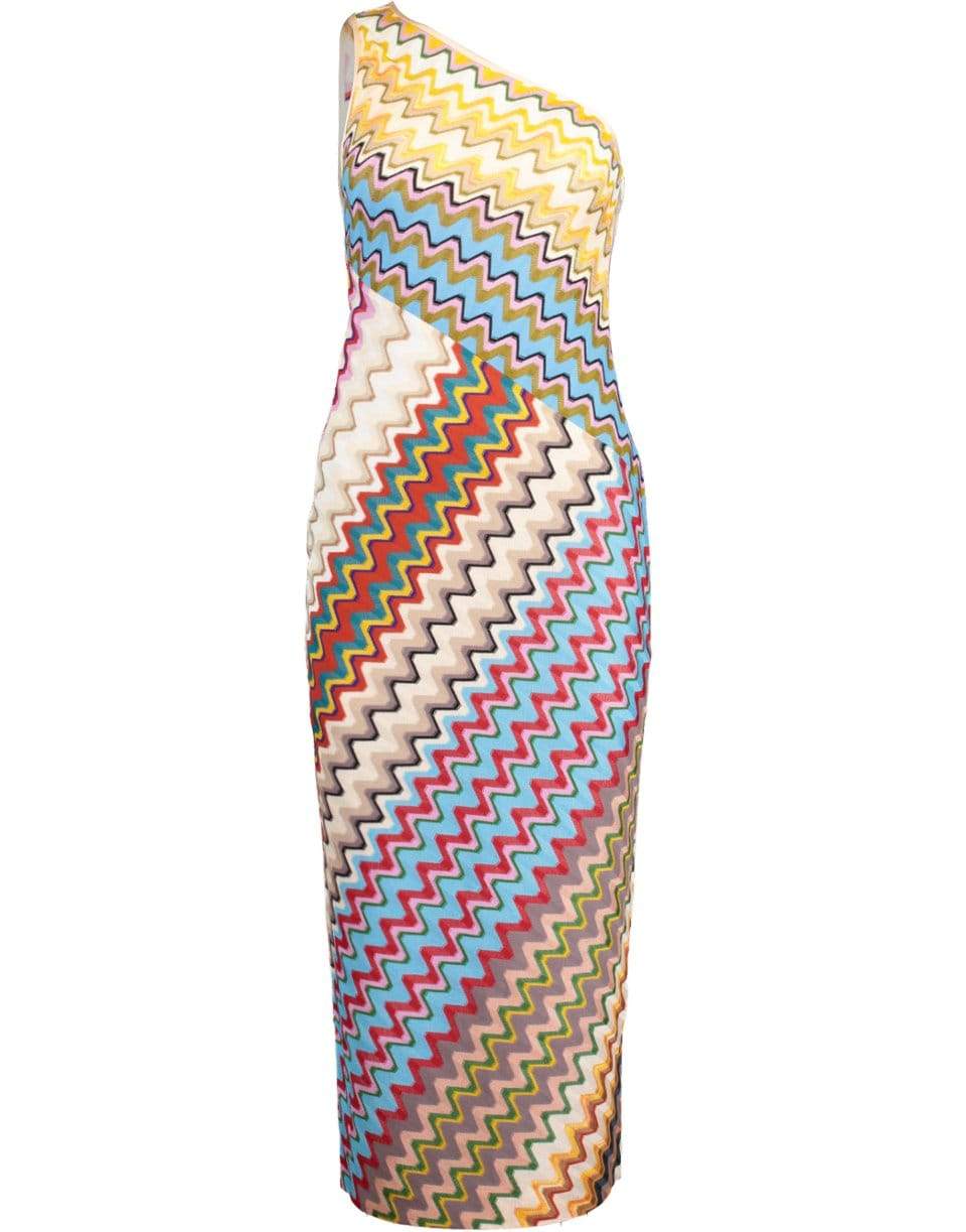 MISSONI-One Shoulder Multi Color Dress-