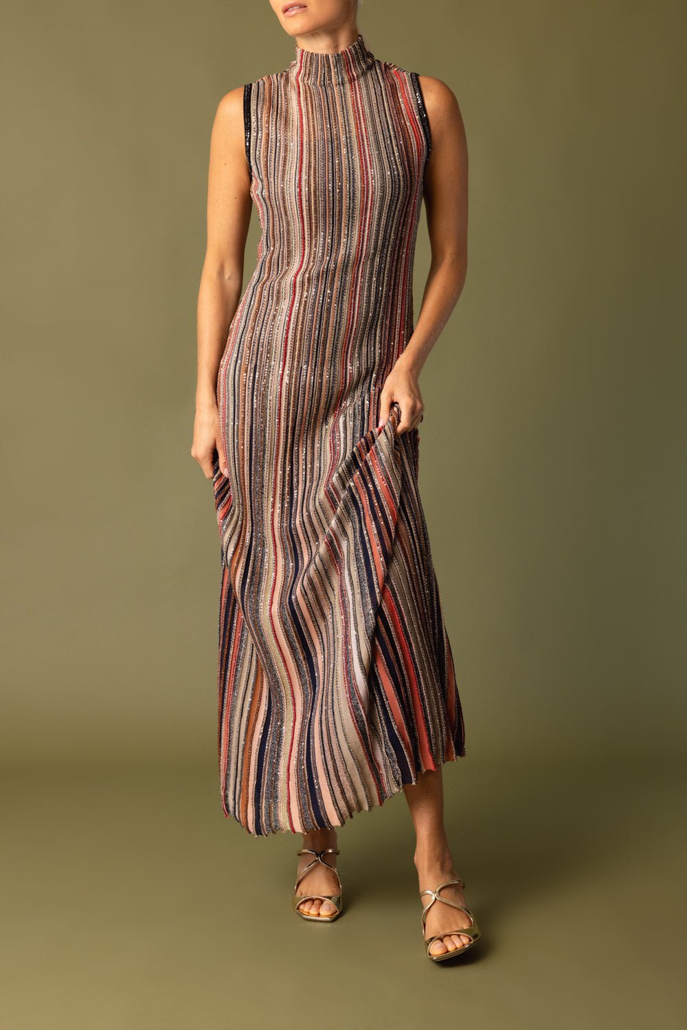 MISSONI-Vertical Striped Long Dress-