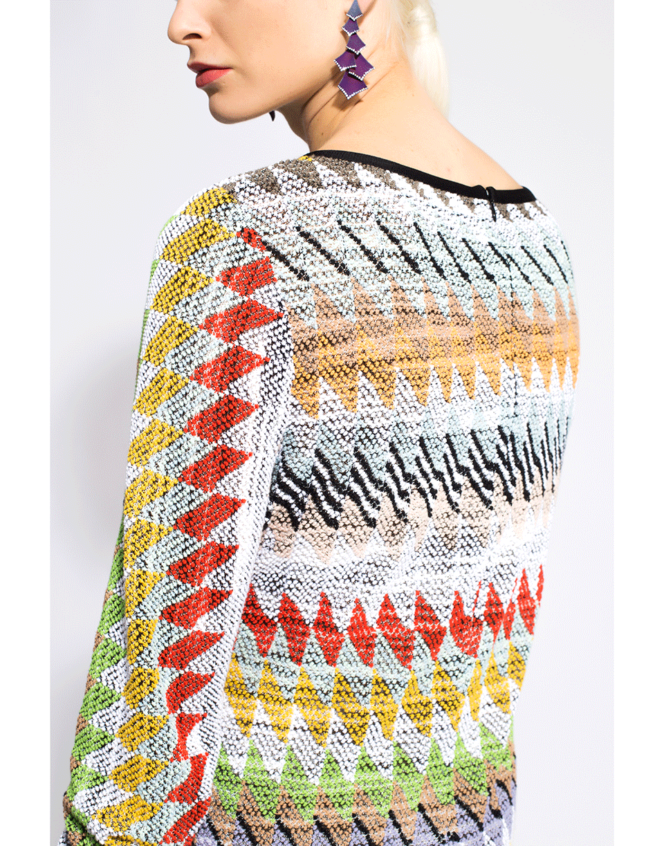 MISSONI-Fringe Trim Rombus Dress-