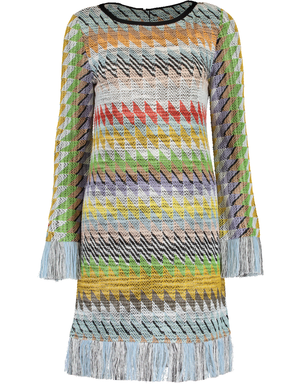 MISSONI-Fringe Trim Rombus Dress-