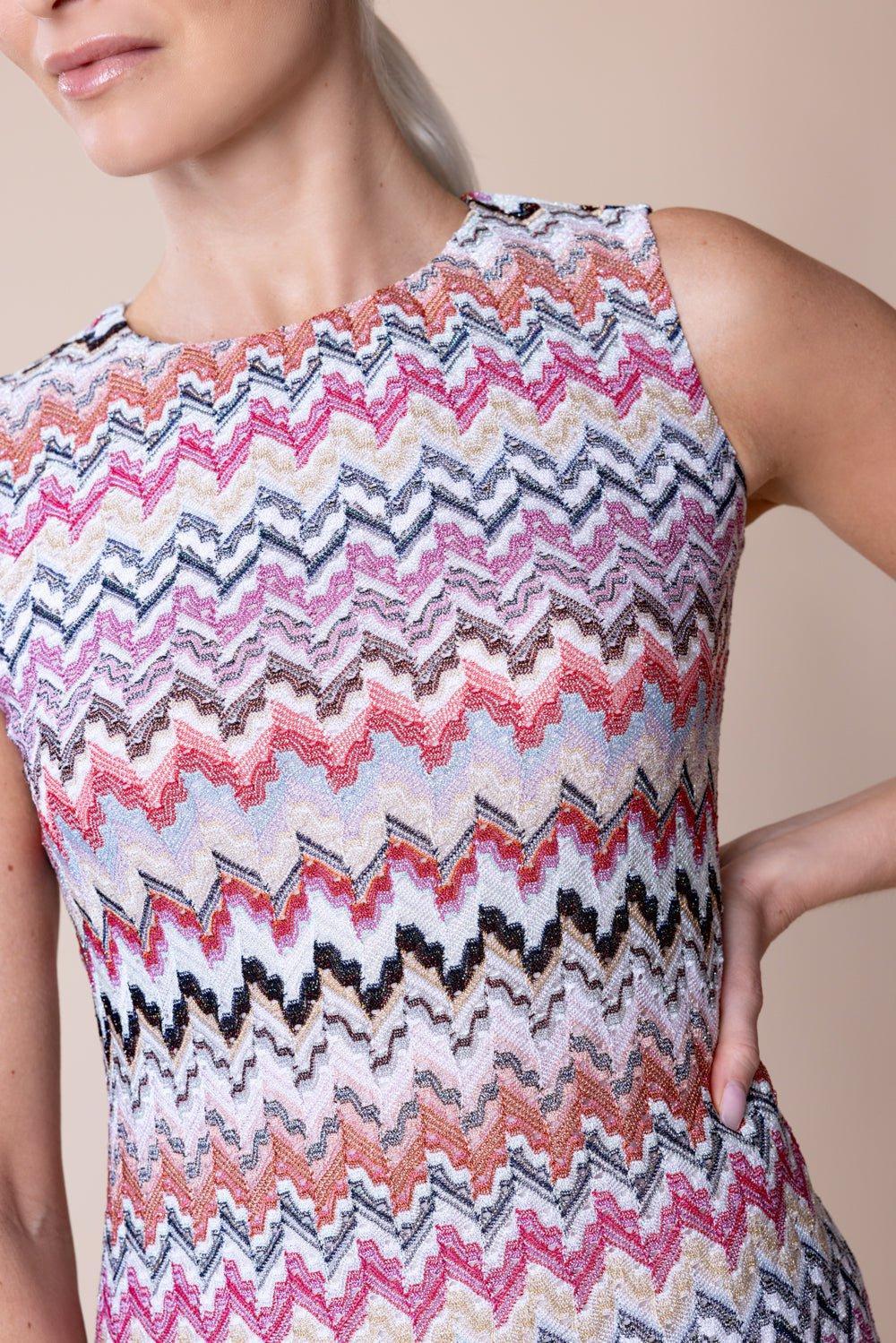 MISSONI-Sleeveless Short Dress - Pink White-