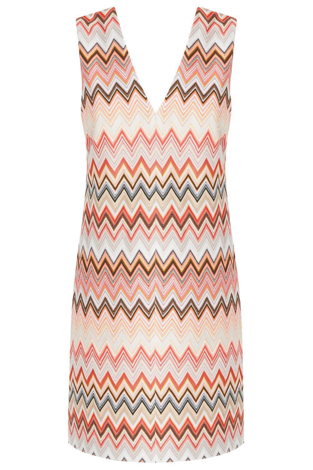 Sleevless V-Neck Short Dress-YLWPNKWH-38-CLOTHINGDRESSCASUAL-MISSONI