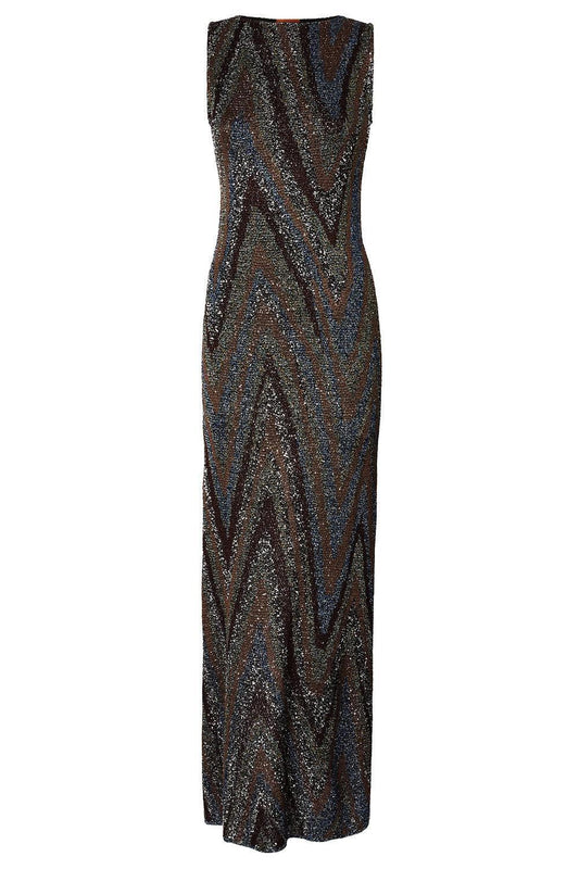 High Neck Sleeveless Dress-NOVELTY-38-CLOTHINGDRESSEVENING-MISSONI