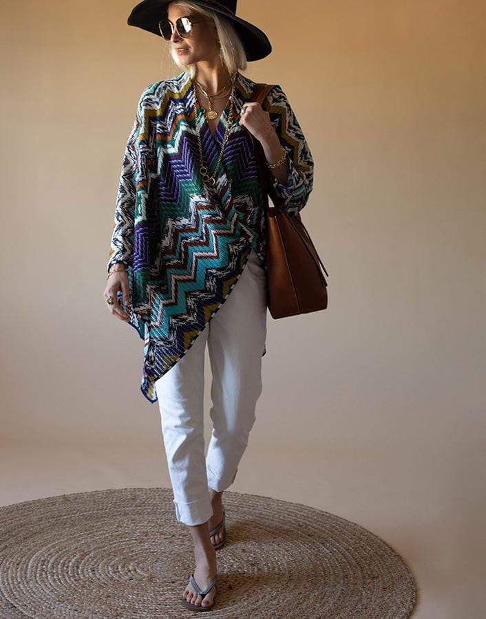 MISSONI-V-Neck Pullover Poncho-MULTI